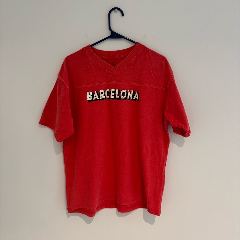 Cotton On Vibrant Orange Barcelona Shirt Oversized (XS) Like New